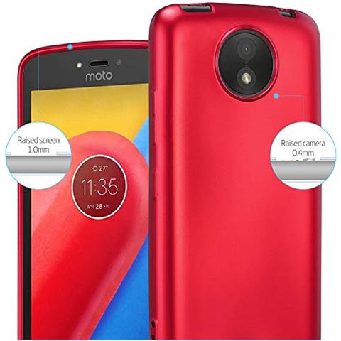 Custodia Compatibile Con Motorola Moto C Plus In Rosso Metallico - Coperchio Protettivo In Silicone Tpu Flessibile - Foto 2