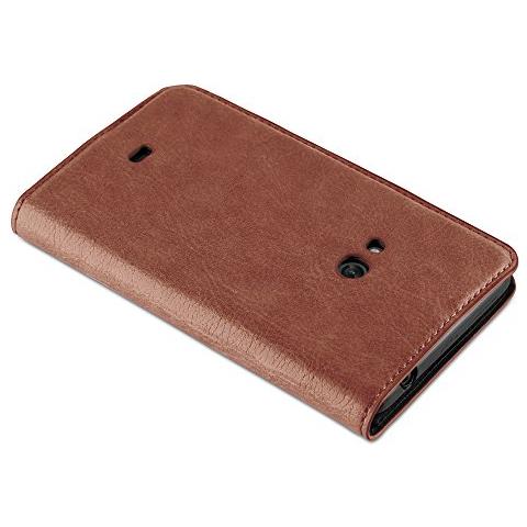 Custodia Compatibile Con Nokia Lumia 625 In Marrone Cappuccino - Coperchio Protettiva Con Chiusura Magnetica, Funzione Stand E Tasca Per Le Carte - Foto 2