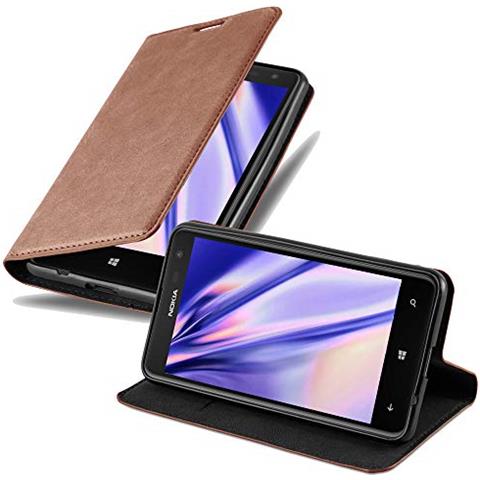 Custodia Compatibile Con Nokia Lumia 625 In Marrone Cappuccino - Coperchio Protettiva Con Chiusura Magnetica, Funzione Stand E Tasca Per Le Carte - Foto 1