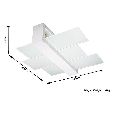 Novità! Plafoniera Bianca Per Salotto E Corridoio - Vetro E Legno - Sollux Feniks 2 Sl. 0078 Lampada Da Soffitto Quadrata, Stile Moderno, A 2 Luci Led E-27 *** Lampade - I Prezzi Più Bassi Su Amazon! - Foto 2