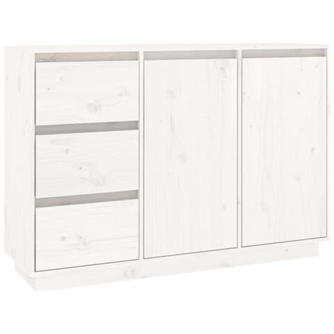 Credenza Bianca 111x34x75 cm in Legno Massello di Pino - Foto 1