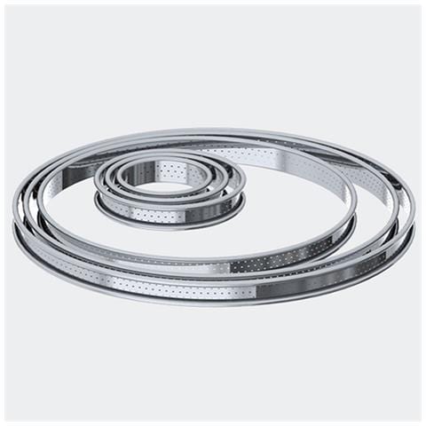 Anello Per Torta Tonda In Acciaio Inossidabile Con Bordo Arrotolato Perforato Da 10 Cm - 3093.10 - Foto 2