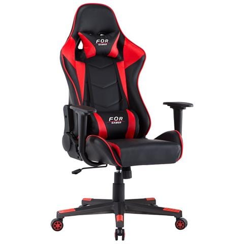 Sedia Da Gioco Agnes, 70x70x125-135 Cm, Ecopelle, Regolabile In Altezza, Nero E Rosso, - Foto 1