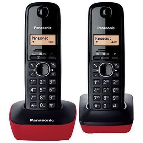 Set Telefono DECT KX-TG1612 con Identificatore di Chiamata Colore Nero/Rosso - Foto 1