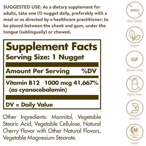 , Vitamina B12 Sublinguale, 1000mcg, 250 Compresse Veg. Pepite - Due Dosi - Foto 2