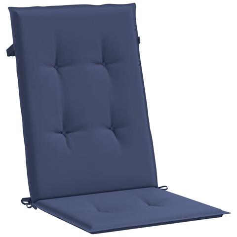 Cuscini Sedia Con Schienale Alto 6 Pz Blu Marino Tessuto - Foto 3