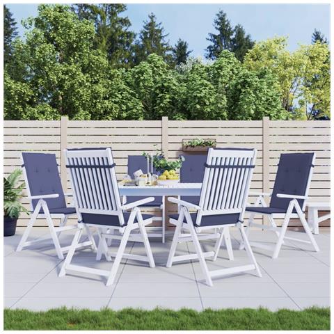 Cuscini Sedia Con Schienale Alto 6 Pz Blu Marino Tessuto - Foto 1