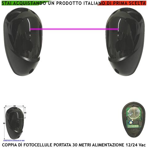 Fotocellula Una Coppia Portata 30 Metri Lineari Antischiacciamento Per Cancello Elettrico Automatico Allmatic Montaggi - Foto 1