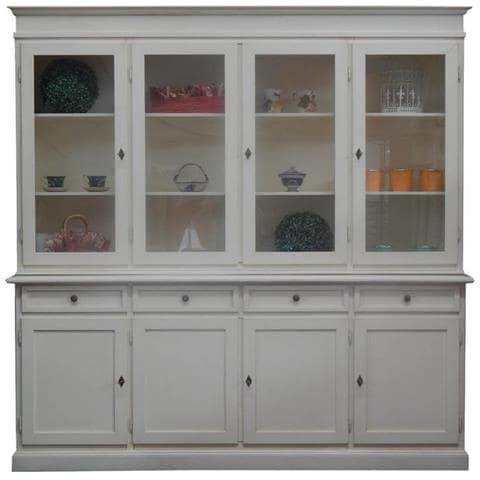 Cristalliera Classica 4 Porte Legno Shabby Bianco Anticato 205x42x205 - Foto 1