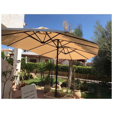 Ombrellone Doppio Da Giardino In Alluminio 460x270xh240 Cm Alu Twin Beige - Foto 8