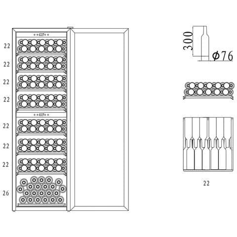 Cantinetta Vino SW-180S a Libera Installazione con Doppia Temperatura Capacità 180 Bottiglie Classe F Colore Acciaio Inossidabile - Foto 5
