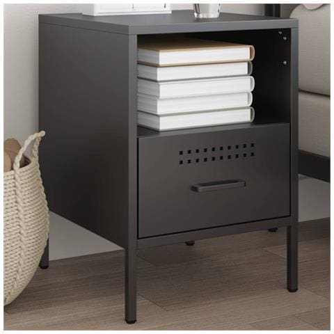 Comodino Nero 36x39x50,5 cm in Acciaio - Foto 2