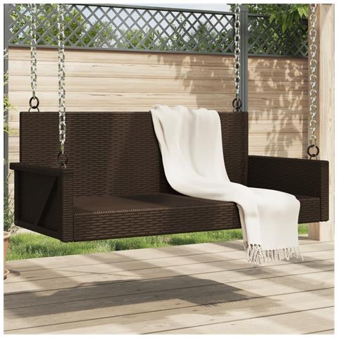Panchina A Dondolo Marrone 119x56x48 Cm In Polyrattan - Foto 8
