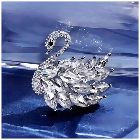 Spilla A Forma Di Cigno Di Cristallo Silver - Foto 1