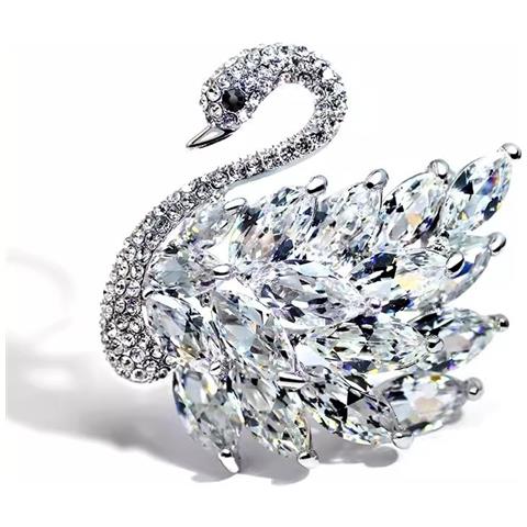 Spilla A Forma Di Cigno Di Cristallo Silver - Foto 2