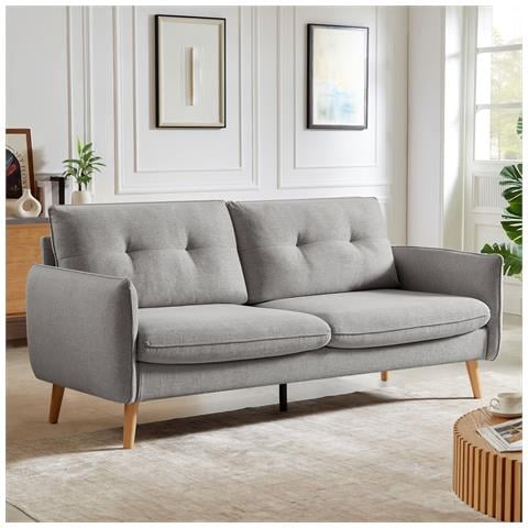 Divano Scandinavo A 3 Posti Chloé Tessuto Grigio Chiaro - Foto 1