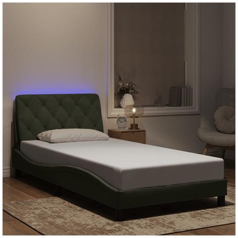 Giroletto con Luci LED Grigio Chiaro 100x200 cm in Velluto - Foto 2