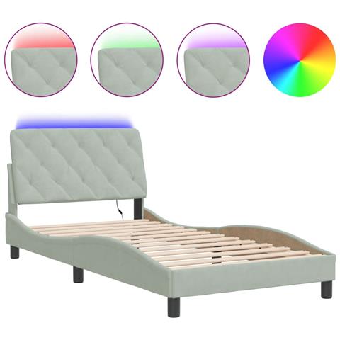 Giroletto con Luci LED Grigio Chiaro 100x200 cm in Velluto - Foto 1