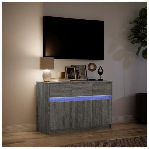 Mobile Porta TV con LED Grigio Sonoma 91x34x61 cm in Truciolato - Foto 10
