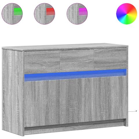 Mobile Porta TV con LED Grigio Sonoma 91x34x61 cm in Truciolato - Foto 1