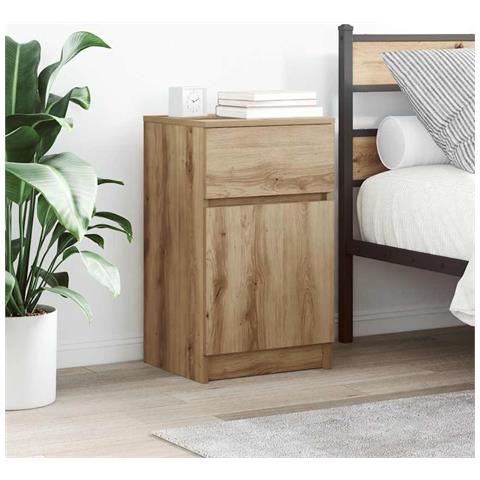 Comodini 2pz Rovere Artigianale 39x35x65cm in Legno Multistrato - Foto 1