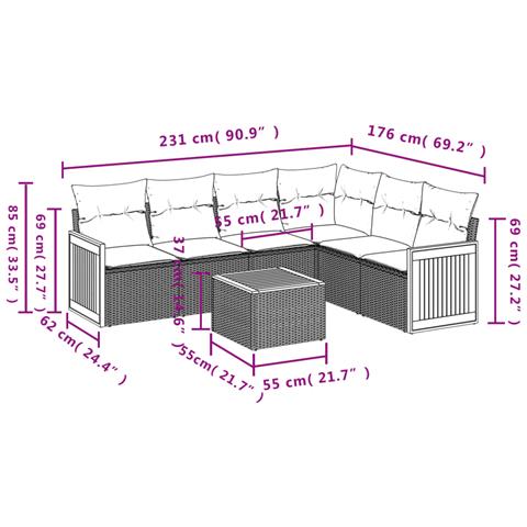 Set Divani Da Giardino Con Cuscini 7pz Nero Polyrattan - Foto 3
