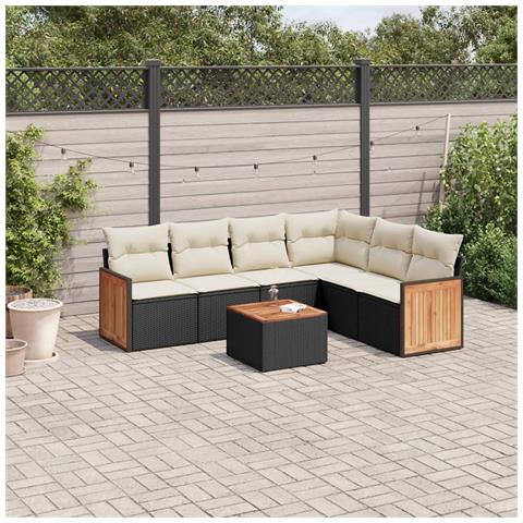 Set Divani Da Giardino Con Cuscini 7pz Nero Polyrattan - Foto 1