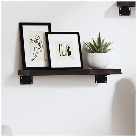 Ripiano Muro Marrone Scuro 40x10x2 Cm Massello Rovere Trattato - Foto 1