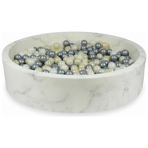 Ballenbak 130x30 Marmer Met Ballen 600st (licht Goud, Zilver, Zeemeermin Effect) - Foto 1