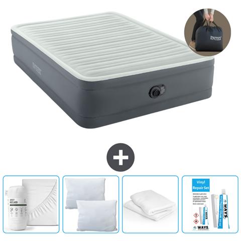 Set Materassino Gonfiabile - 203x152x46 Cm - Grigio - Include Accessori Coordinati Cb15 - Foto 1