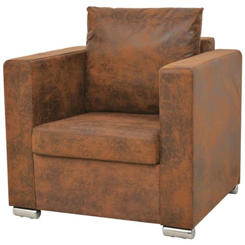 Poltrona Marrone 82x73x82 Cm Similpelle Scamosciata - Foto 2