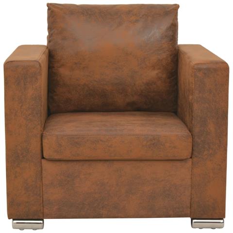 Poltrona Marrone 82x73x82 Cm Similpelle Scamosciata - Foto 1