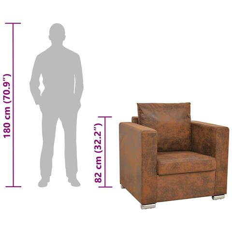 Poltrona Marrone 82x73x82 Cm Similpelle Scamosciata - Foto 6