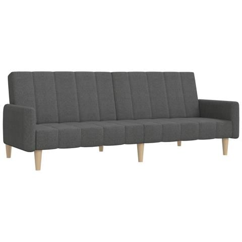Divano Letto a 2 Posti Grigio Scuro in Tessuto - Foto 1