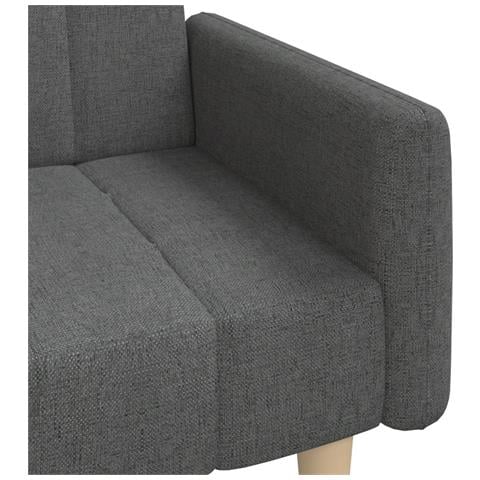 Divano Letto a 2 Posti Grigio Scuro in Tessuto - Foto 9