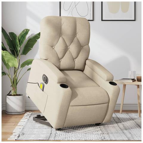 Poltrona Alzapersona Massaggiante Elettrica Crema in Tessuto - Foto 2