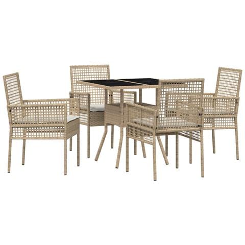 Set da pranzo da giardino 5 Pezzi Beige Polyrattan - Foto 1