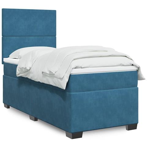 Giroletto a Molle con Materasso Blu 80x200 cm in Velluto - Foto 2