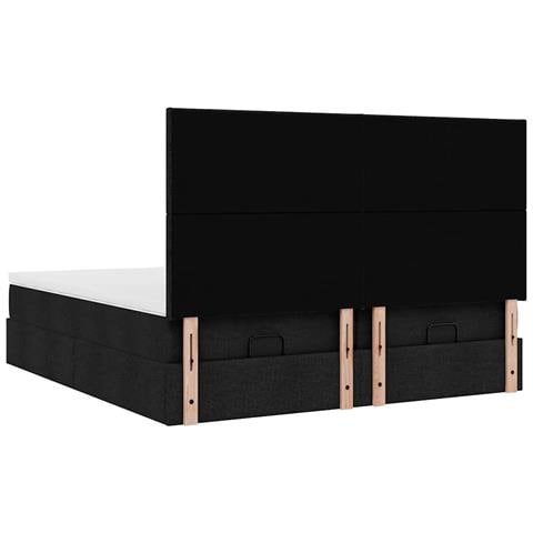 Struttura Letto Pouf con Materassi Nero 200x200 cm in Tessuto - Foto 9
