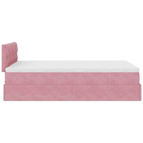 Struttura Letto Pouf con Materasso Rosa 120x200 cm Velluto - Foto 9
