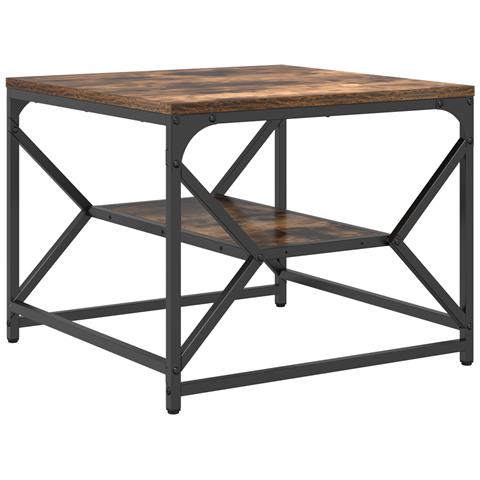 Tavolino da caffè in legno ingegnerizzato con piano in rovere affumicato, 51x50x40 cm - Foto 1