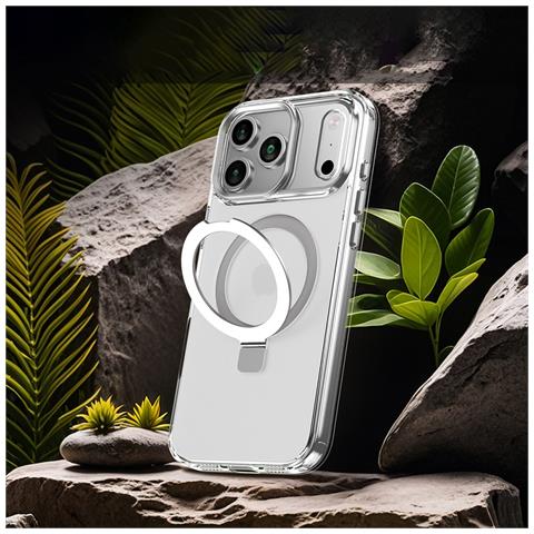 Custodia Magnetica Argento Con Supporto Compatibile Con Iphone 12 Pro Max - Antiurto, Anti-impronta - Foto 4