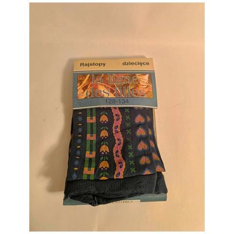 Collant Da Ragazza Blu Navy Con Fiori E Cuori Taglia 128-134cm - Foto 4