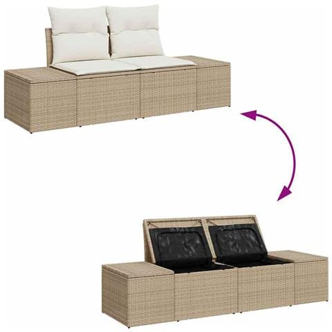 Set Divano da Giardino 9 pcs Beige e Crema 80 x 80 x 71 cm - Foto 9