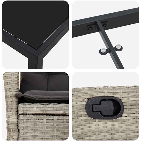 Set da Pranzo per Giardino 5 pcs Grigio chiaro polyrattan - Foto 9