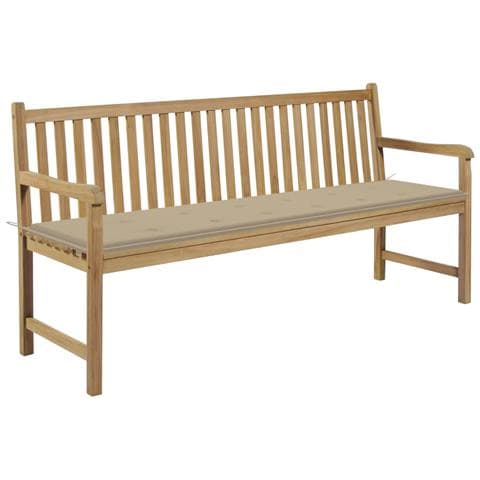 Panca Da Giardino Con Cuscino Beige 175 Cm In Legno Di Teak - Foto 2