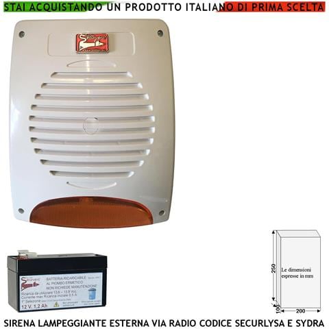 Sirena Lampeggiante Led Esterna Radio Frequenza 433,92 Mhz Bidirezionale Anti Jamming Codici Batteria 12v 1,2 Ah Antif - Foto 1