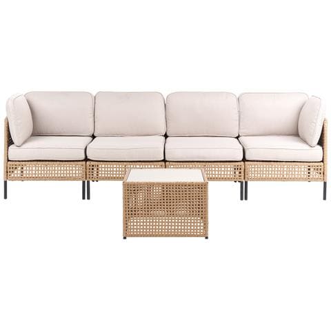 Divano Da Giardino Con Tavolo 4 Posti Omegana Modulare Beige Chiaro - Foto 2