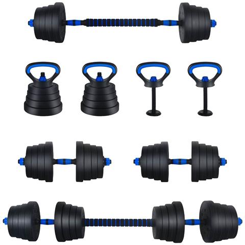Set Manubri e Bilanciere 2-in-1 30kg Nero e Blu - Foto 1