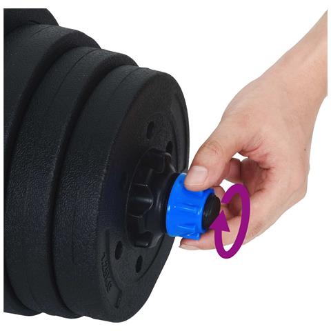 Set Manubri e Bilanciere 2-in-1 30kg Nero e Blu - Foto 9